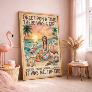 Cats & Flamingos Lover Poster – Pink Tropical Beach Wall Art - FlamingoAholic