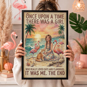 Cats & Flamingos Lover Poster – Pink Tropical Beach Wall Art - FlamingoAholic
