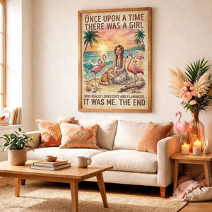 Cats & Flamingos Lover Poster – Pink Tropical Beach Wall Art - FlamingoAholic