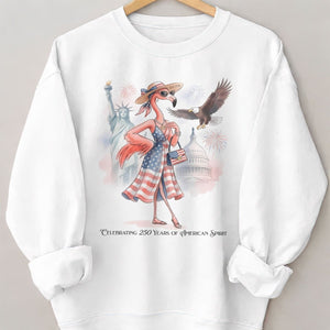 Celebrating 250 Years of American Spirit Patriotic Eagle Flamingo T-Shirt - FlamingoAholic
