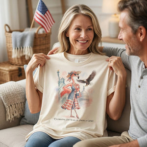 Celebrating 250 Years of American Spirit Patriotic Eagle Flamingo T-Shirt - FlamingoAholic