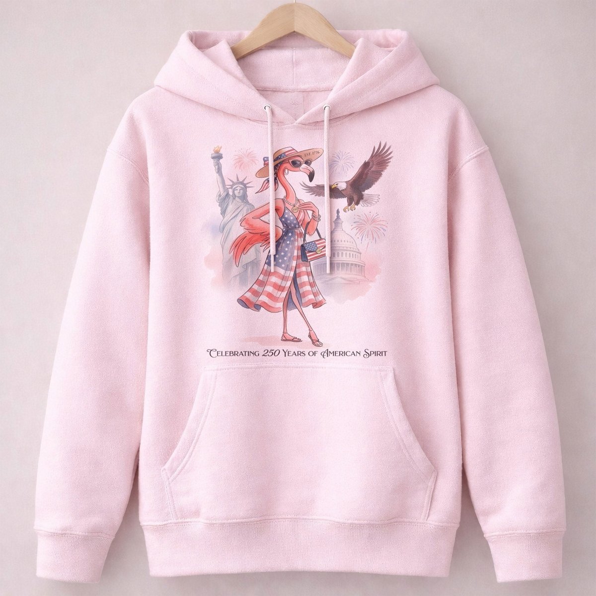 Celebrating 250 Years of American Spirit Patriotic Eagle Flamingo T-Shirt - FlamingoAholic