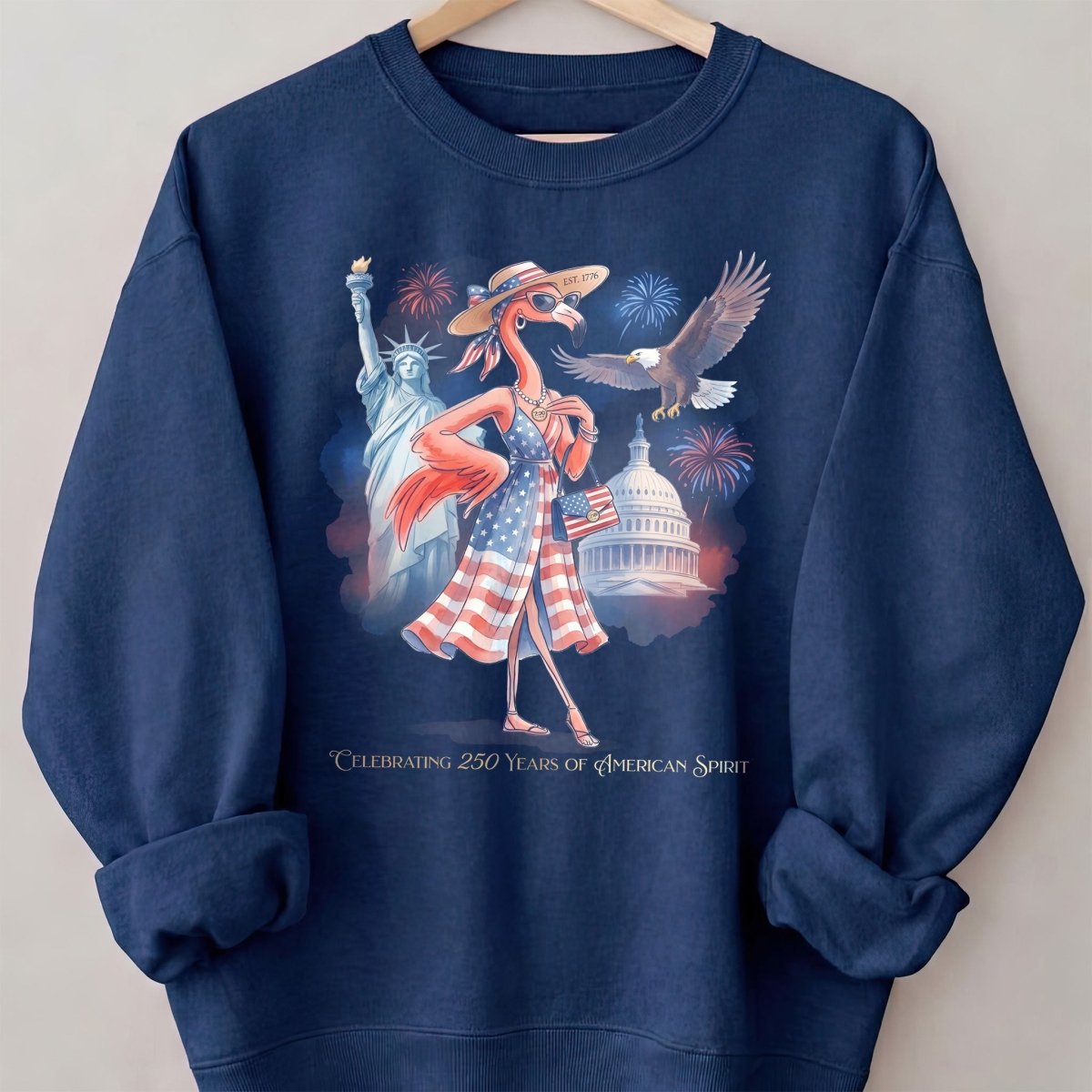 Celebrating 250 Years of American Spirit Patriotic Eagle Flamingo T-Shirt - FlamingoAholic