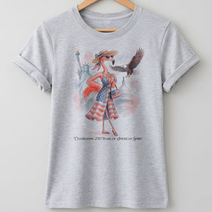 Celebrating 250 Years of American Spirit Patriotic Eagle Flamingo T-Shirt - FlamingoAholic