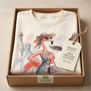 Celebrating 250 Years of American Spirit Patriotic Eagle Flamingo T-Shirt - FlamingoAholic