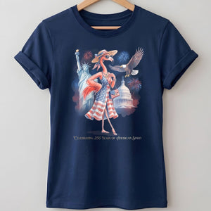 Celebrating 250 Years of American Spirit Patriotic Eagle Flamingo T-Shirt - FlamingoAholic
