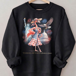 Celebrating 250 Years of American Spirit Patriotic Eagle Flamingo T-Shirt - FlamingoAholic