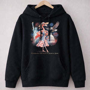 Celebrating 250 Years of American Spirit Patriotic Eagle Flamingo T-Shirt - FlamingoAholic