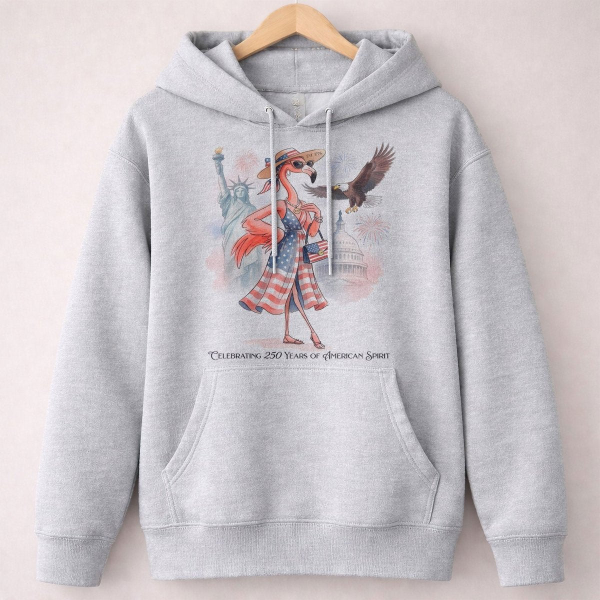 Celebrating 250 Years of American Spirit Patriotic Eagle Flamingo T-Shirt - FlamingoAholic