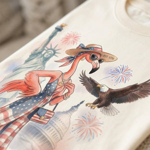 Celebrating 250 Years of American Spirit Patriotic Eagle Flamingo T-Shirt - FlamingoAholic
