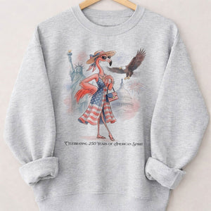 Celebrating 250 Years of American Spirit Patriotic Eagle Flamingo T-Shirt - FlamingoAholic