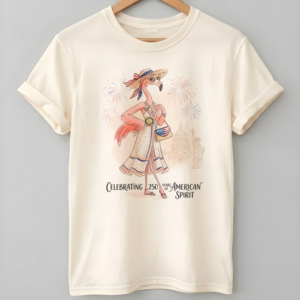 Celebrating 250 Years of American Spirit Patriotic Flamingo Summer T-Shirt - FlamingoAholic