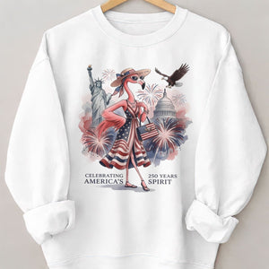 Celebrating America's 250 Years Spirit Patriotic Flamingo T-Shirt - FlamingoAholic