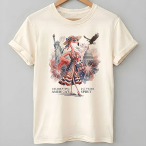 Celebrating America's 250 Years Spirit Patriotic Flamingo T-Shirt - FlamingoAholic