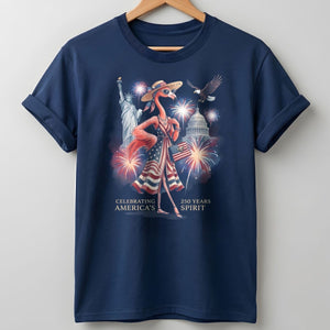 Celebrating America's 250 Years Spirit Patriotic Flamingo T-Shirt - FlamingoAholic