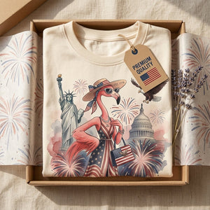 Celebrating America's 250 Years Spirit Patriotic Flamingo T-Shirt - FlamingoAholic