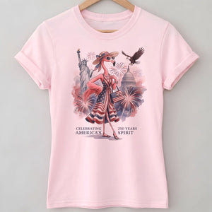 Celebrating America's 250 Years Spirit Patriotic Flamingo T-Shirt - FlamingoAholic