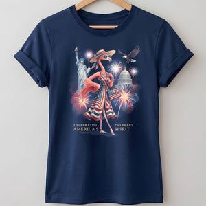 Celebrating America's 250 Years Spirit Patriotic Flamingo T-Shirt - FlamingoAholic