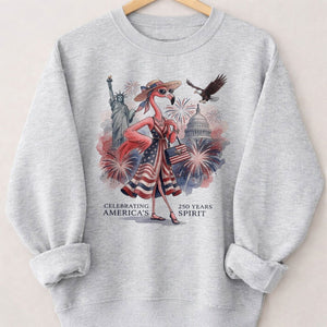 Celebrating America's 250 Years Spirit Patriotic Flamingo T-Shirt - FlamingoAholic