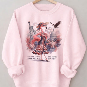 Celebrating America's 250 Years Spirit Patriotic Flamingo T-Shirt - FlamingoAholic
