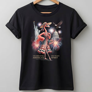 Celebrating America's 250 Years Spirit Patriotic Flamingo T-Shirt - FlamingoAholic