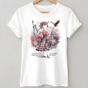 Celebrating America's 250 Years Spirit Patriotic Flamingo T-Shirt - FlamingoAholic