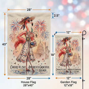 Cheers to 250 America's Graceful Legacy Flamingo July 4th Garden Flag - FlamingoAholic