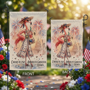 Cheers to 250 America's Graceful Legacy Flamingo July 4th Garden Flag - FlamingoAholic