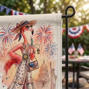 Cheers to 250 America's Graceful Legacy Flamingo July 4th Garden Flag - FlamingoAholic