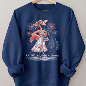 Cheers to 250 America's Graceful Legacy Flamingo July 4th Shirt - FlamingoAholic