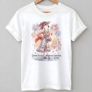 Cheers to 250 America's Graceful Legacy Flamingo July 4th Shirt - FlamingoAholic