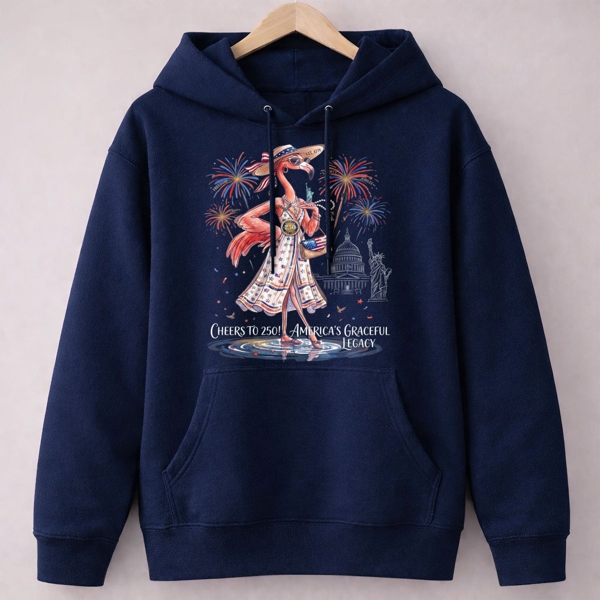 Cheers to 250 America's Graceful Legacy Flamingo July 4th Shirt - FlamingoAholic