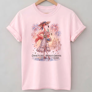 Cheers to 250 America's Graceful Legacy Flamingo July 4th Shirt - FlamingoAholic