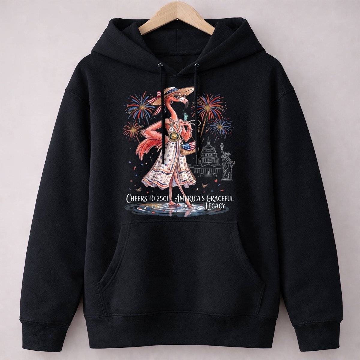 Cheers to 250 America's Graceful Legacy Flamingo July 4th Shirt - FlamingoAholic