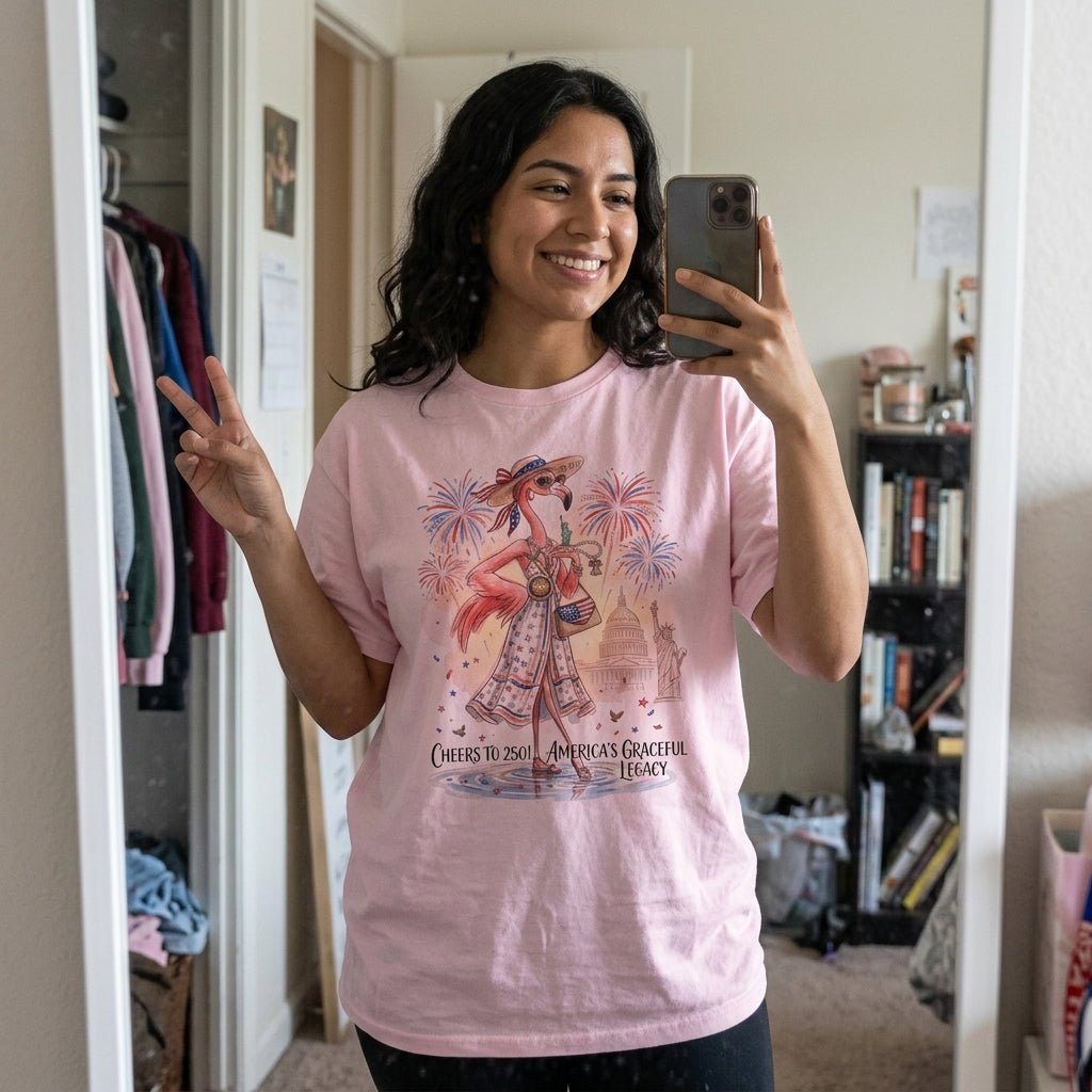 Cheers to 250 America's Graceful Legacy Flamingo July 4th Shirt - FlamingoAholic