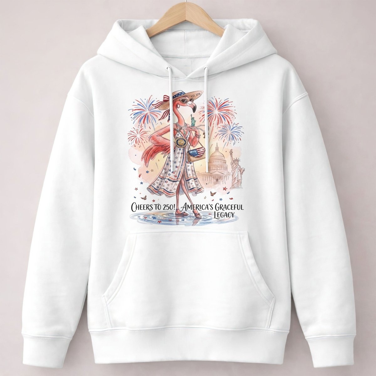 Cheers to 250 America's Graceful Legacy Flamingo July 4th Shirt - FlamingoAholic