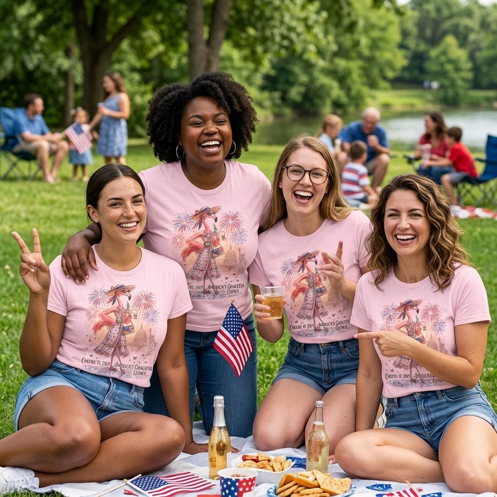 Cheers to 250 America's Graceful Legacy Flamingo July 4th Shirt - FlamingoAholic