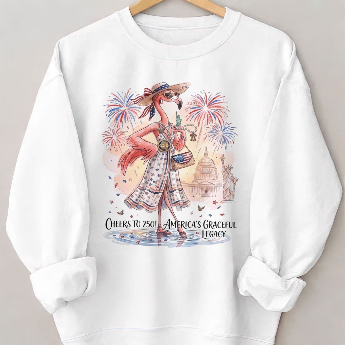 Cheers to 250 America's Graceful Legacy Flamingo July 4th Shirt - FlamingoAholic