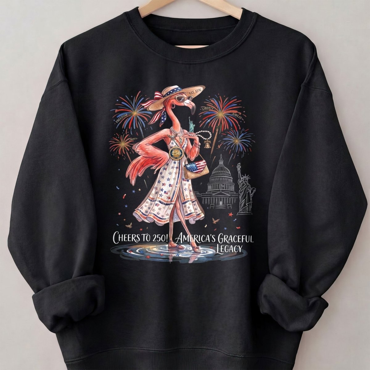 Cheers to 250 America's Graceful Legacy Flamingo July 4th Shirt - FlamingoAholic