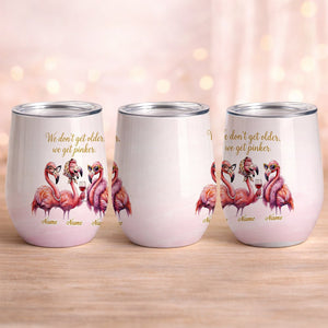 Classy Personalized Flamingo Wine Tumbler - "We Get Pinker" Best Friend Birthday Gift - FlamingoAholic
