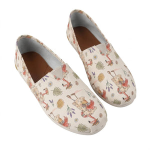 Coastal Flamingo Print Cream Canvas Lightweight Slip-On Shoes - FlamingoAholic