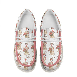 Coastal Flamingo Print White Canvas Lightweight Slip-On Loafer Shoes - FlamingoAholic