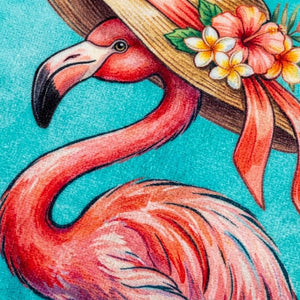 "Coastal Mamamingo" Watercolor Blue Beach Towel - Tropical Summer Gift - FlamingoAholic