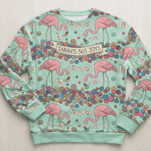Cozy Personalized Flamingo Button AOP Sweatshirt - Custom Name Gift for Grandma - FlamingoAholic