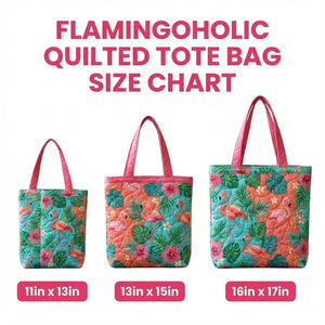 Custom Quilted Flamingo Tote Bag - Personalized Tropical Canvas Gift for Mom or Grandma - FlamingoAholic