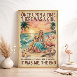 Dogs & Flamingos Lover Poster – Pink Tropical Sunset Wall Art - FlamingoAholic