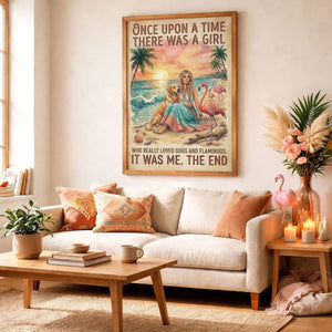 Dogs & Flamingos Lover Poster – Pink Tropical Sunset Wall Art - FlamingoAholic