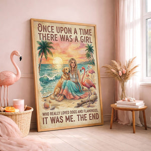 Dogs & Flamingos Lover Poster – Pink Tropical Sunset Wall Art - FlamingoAholic
