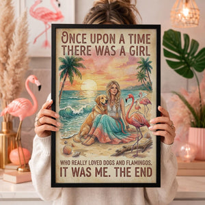 Dogs & Flamingos Lover Poster – Pink Tropical Sunset Wall Art - FlamingoAholic