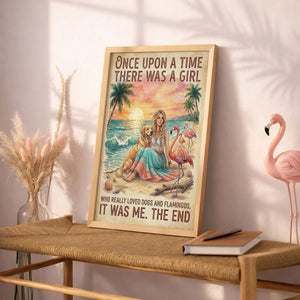 Dogs & Flamingos Lover Poster – Pink Tropical Sunset Wall Art - FlamingoAholic